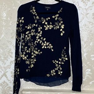 Lucky Brand Sweaters - Lucky Brand Gold Foil Leaf Print Layered Sweater Lucky Brand Sweaters - Lucky Brand Gold Foil Leaf Print Layered Sweater